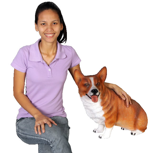 おすわりしたコーギー犬 おすわりコーギー犬 / Corgi Dog -Sitting (Not in UK)FRP 耐水 軽い 強い 屋外用塗装 ガーデンファニチャー 置物 インテリア オブジェ 送料無料