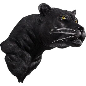 黒豹の頭部・壁掛け / Black Panther Head Wall DecorFRP 耐水 軽い 強い 屋外用塗装 ガーデンファニチャー 店舗 イベント 置物 インテリア オブジェ 送料無料