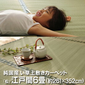 純国産 い草 上敷き カーペット 双目織 『松』 江戸間6畳(約261×352cm）