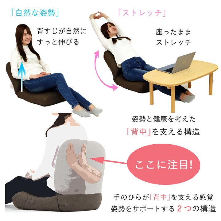 楽天市場】産学連携 背中を支える美姿勢座椅子5(ヤマザキ) 【 座椅子 