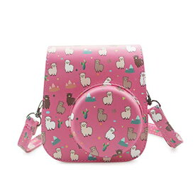 kinokoo チェキケース,Fujifilmチェキinstax mini11/mini 8/mini8+/mini9ケース instax mini11/mini 9/mini8/mini8+カメラケース チェキ保護ケース ショルダーストラップ付き PUレザー（ヒツジ柄）