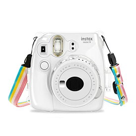 kinokoo Fujifilm チェキ instax mini 8/mini8+/mini9 ケース instax mini 9/mini8/mini8+ カメラケース ハード PVC カバー ショルダーストラップ付き(透明)