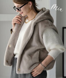 【10/22付レディースファッション・ベスト・ジレ-デイリーランキング1位！】【MIA/ミア】ファーフードベスト/ファーベスト エコファー ベスト フード ジレ ファー フェイクファー アウター おしゃれ　秋冬 もふもふ もこもこ レディース