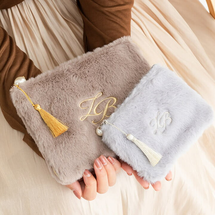 楽天市場 クーポン利用で10 Off 選べる福袋対象商品 1 000円ぽっきり Zakka Boxロゴ刺繍フェイクファーティッシュポーチ レディース ポーチ フェイクファーポーチ ファーポーチ ゴールド シルバー ライトグレー グレー アイボリー グレージュ Zakka Box