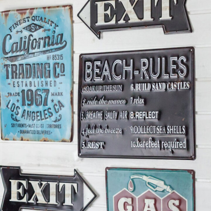 楽天市場 Beach Rules ヴィンテージ風 サインボード サインプレート アンティーク調 ブリキ看板 ヴィンテージ調 デザインボード アンティーク風 Tinプレート 西海岸 男前 インテリア 雑貨 ブルックリン ビーチ マリン 店舗用 オブジェ 看板 650 生活雑貨のネット