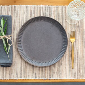プレート 信楽焼 中皿 縞模様 和食器  [90097]【 焼物 ホワイト ブルー ターコイズ グレー ベージュ 黄瀬戸 金彩 粉引 白 灰 青 生成り 鎬 日本製 丸十製陶 】