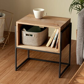 サイドテーブル ナイト テーブル ラック 木製 ウッド アイアン W42.5cm D30cm H45cm Botanique ボタニーク ミニテーブル オープンシェルフ ソファーテーブル ベッドサイドテーブル 西海岸インテリア サーフスタイル カリフォルニアスタイル コンパクト 一人暮らし[51317]