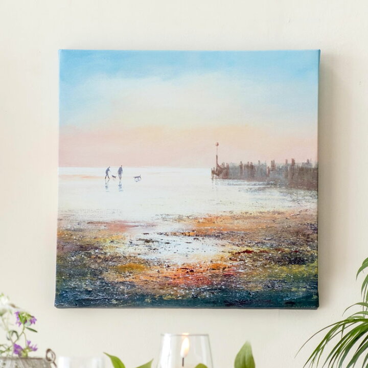楽天市場 アートパネル ビーチ 風景 キャンパス パネル ビーチ 海 散歩 イラスト 約 W 40cm D 40cm H 2 7cm アート キャンパスアート 絵画 壁掛け プリント 油絵風 浜辺 波 夕暮れ ウォール デコレーション 北欧 インテリア おしゃれ リゾート