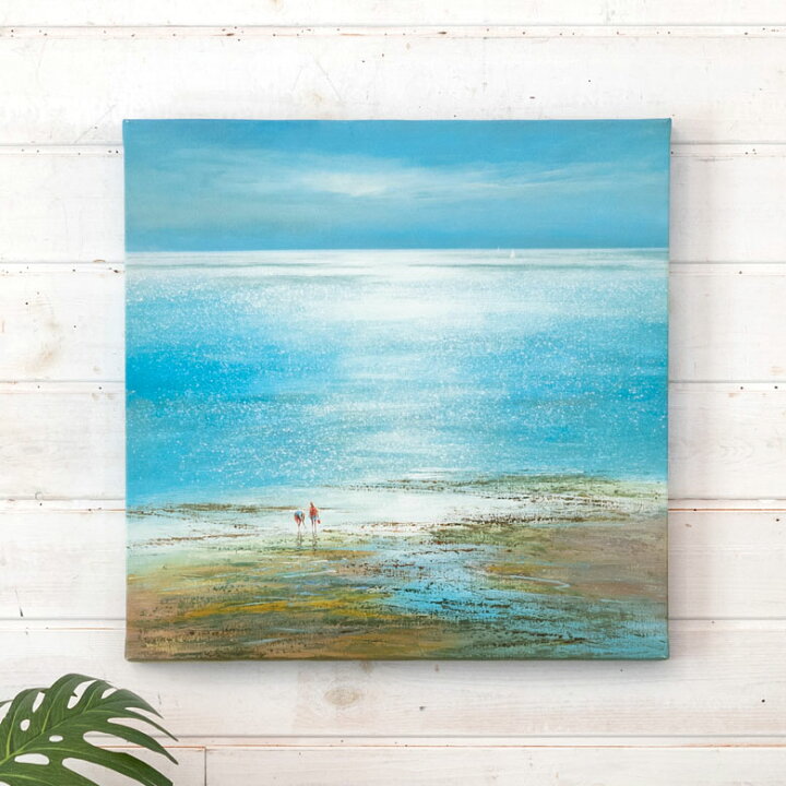 楽天市場 アートパネル ビーチ 散策 風景 キャンパス パネル ビーチ 海 散歩 イラスト 約 W 40cm D 40cm H 2 7cm アート キャンパスアート 絵画 壁掛け プリント 油絵風 浜辺 波 ウォール デコレーション 北欧 インテリア おしゃれ リゾート サーフ