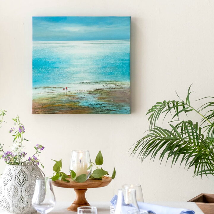 楽天市場 アートパネル ビーチ 散策 風景 キャンパス パネル ビーチ 海 散歩 イラスト 約 W 40cm D 40cm H 2 7cm アート キャンパスアート 絵画 壁掛け プリント 油絵風 浜辺 波 ウォール デコレーション 北欧 インテリア おしゃれ リゾート サーフ