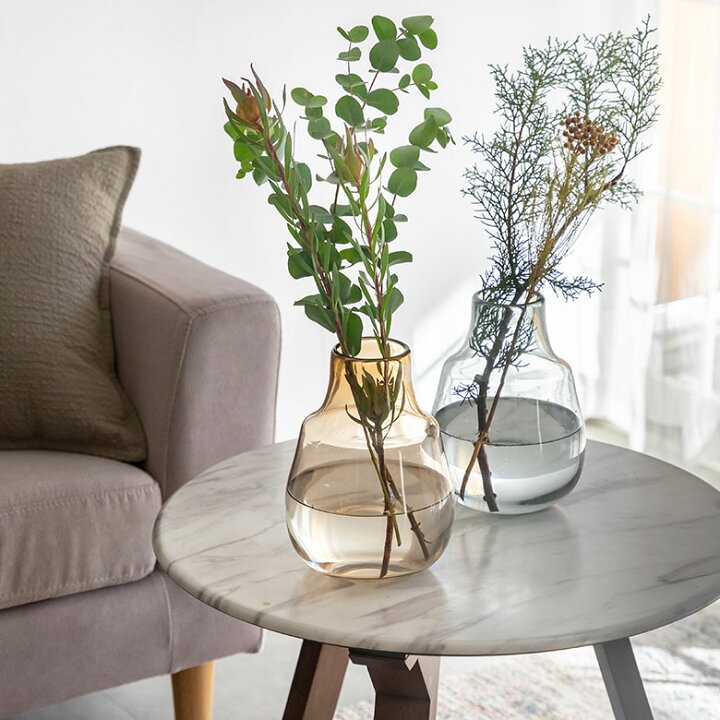 楽天市場 フラワーベース 花瓶 花器 ガラス 水入れ可 グレー アンバー クリア 透明 直径 16cm 高さ 22cm ラウンド 一輪挿し オブジェ 花 植物 グリーン フラワー ドライフラワー 造花 おしゃれ ナチュラル シンプル かわいい 水栽培 北欧 リゾート 西海岸 塩系 男前