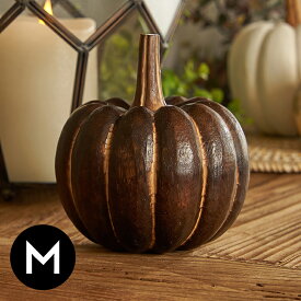 【最大500円クーポン】 オブジェ パンプキン Mサイズ ベイクド ブラウン 木製 約 W 12 × D 10 × H 13 cm ハロウィン クリスマス デコレーション 飾り 装飾 ディスプレイ 置き物 置物 かぼちゃ カボチャ 南瓜 ハロウィンインテリア おしゃれ 北欧 リゾート[14022]
