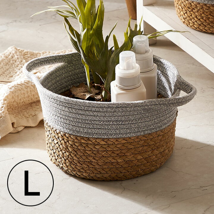 カゴ バスケット 持ち手付き ロープ編み 小物入れ 大小 コットン  