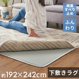 下敷きラグ ラグ 下敷き ウレタン 200x250cm 対応 約 W 192cm D 242cm H 1cm 滑り止め付き クッション性 洗える 手洗い 防音 転倒 対策 遮音 衝撃吸収 保温 床暖房 ホットカーペット 可 ラグマット ラグパッド ラグパット おしゃれ 北欧 雑貨 インテリア 西海岸 [70204]