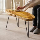 【最大2000円クーポン】 天然木 コーヒーテーブル 木製 ローテーブル おしゃれ 無垢材 チークウッド リビング 切り株 テーブル 一人暮らし テーブル ナチュラル 一枚板 ローテーブル 完成品 チーク材 W80×D30×H40cm アイアン ウッド テーブル ディスプレイ 西海岸風[14168]