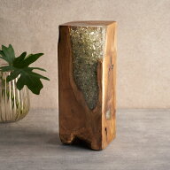 ガラス オブジェ 木製 置物 おしゃれ チーク材 レジン ウッド スタンドオブジェ 飾り 天然木 W12×D12×H…