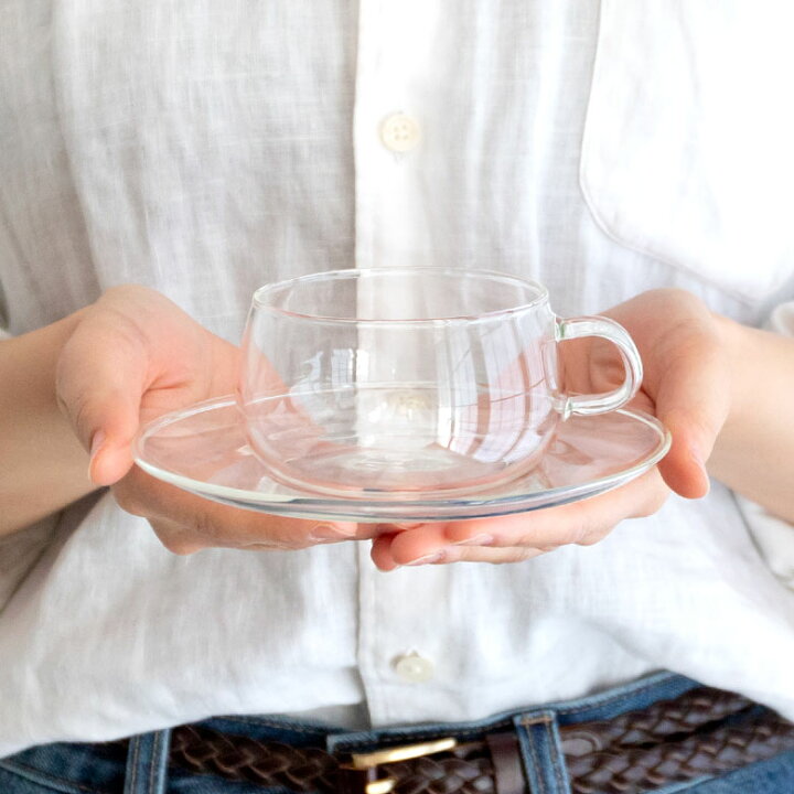 楽天市場 ティーカップ ソーサー 耐熱ガラス 230ml クリア ティーカップ ソーサー 電子レンジ可 食洗機可 ガラス キッチン用品 ガラス食器 おしゃれ シンプル かわいい 耐熱 コーヒーカップ ホット アイス マグカップ ソーサー付き 受け皿付き 紅茶 お茶 Kinto