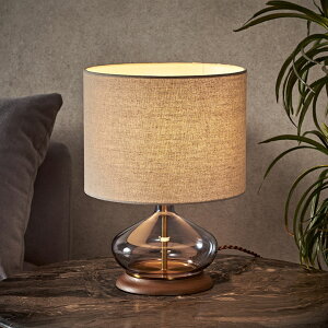 【最大500円クーポン】 テーブルライト スタンドライト テーブルランプ 天然木 木製 ガラス スチール 布 1灯 口金26 60W LED 対応 約 W 25cm D 25cm H 34.5cm 照明 照明器具 卓上 読書灯 テーブル 電球付