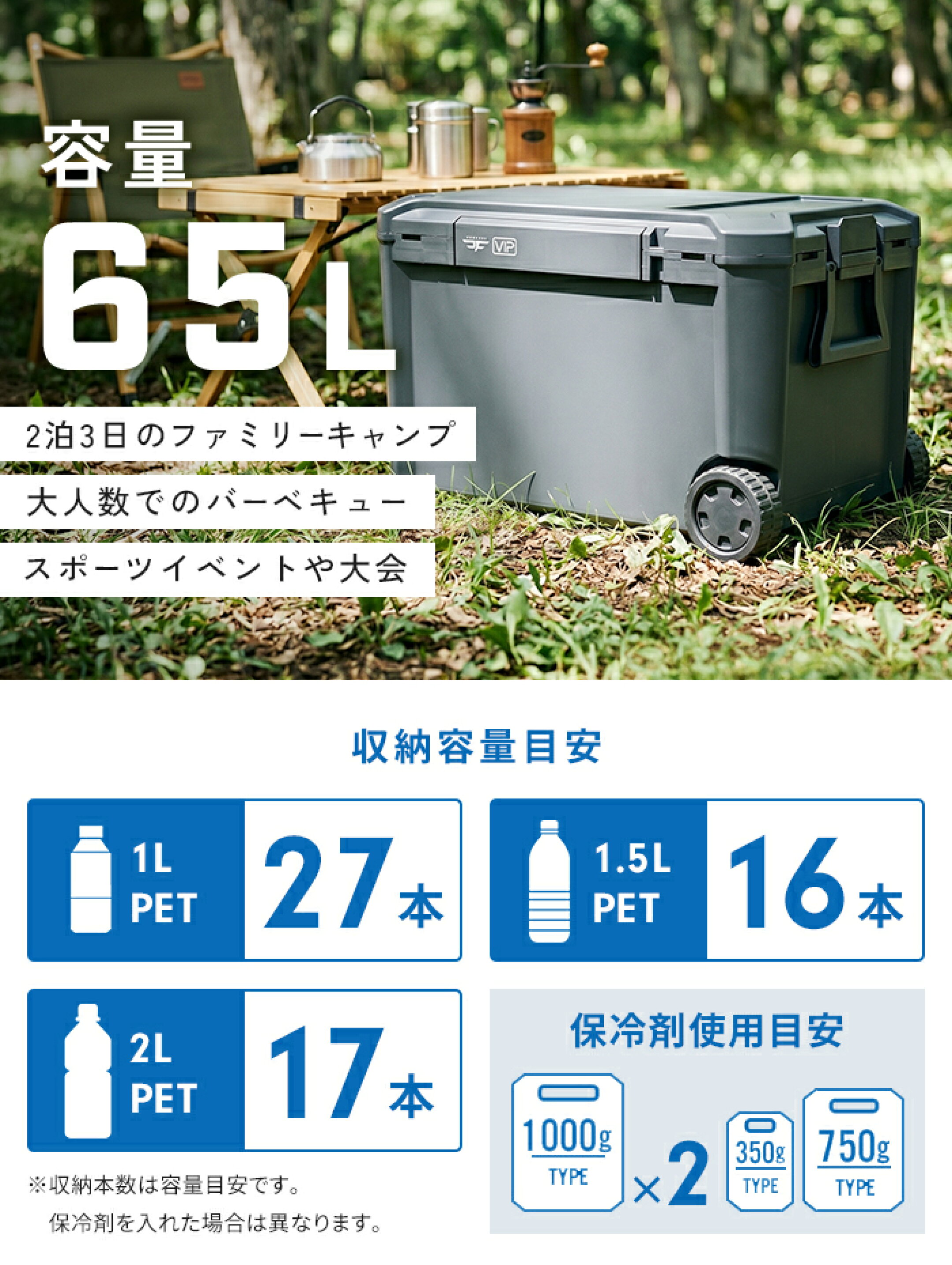クーラーボックス容量65L