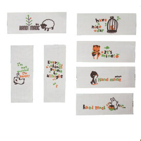 コットン タグ テープ [2cm幅][約2ヤード(約182cm)（タグ33個）]sgy-700-a-2y【メール便配送】(手芸用パーツ ワンポイント 布タグ タグテープ 手芸材料 パーツ 副資材 ハンドメイド handmade 鳥かご 鳥 バード ひつじ 羊 パンダ リス うさぎ）