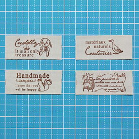 コットン タグ テープ [2cm幅][約2ヤード(約182cm)（タグ38個）]sgy-272-f-2y【メール便同梱可】(手芸用パーツ ワンポイント 布タグ 手芸 手芸用品 手芸材料 パーツ ハンドメイド 材料 素材 テープ 雑貨 タグテープ クマ アヒル リス）