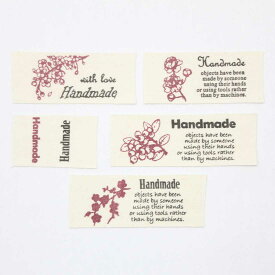 コットン タグ テープ [2.5cm幅] [約2ヤード(約182cm)（タグ33個）] sgy-1211-2y【メール便配送】(手芸用パーツ ワンポイント 布タグ タグテープ 手芸材料 パーツ 副資材 ハンドメイド handmade 花 はな フラワー 英字 英語 英文字 ナチュラル ワンポイント ）