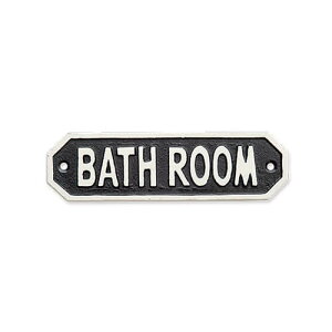 サインプレート「BATH ROOM」 ブラック 63586 アイアン お風呂 風呂 浴室 シャワー バスルーム 入口 入り口 18cm 5cm ドア サイン プレート 鋳鉄 ディスプレイ 案内 表示 アメリカン