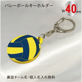 【vb-by40】バレー ボール キーホルダー 青黄 W40mm 名入れ アクセサリー 卒団記念