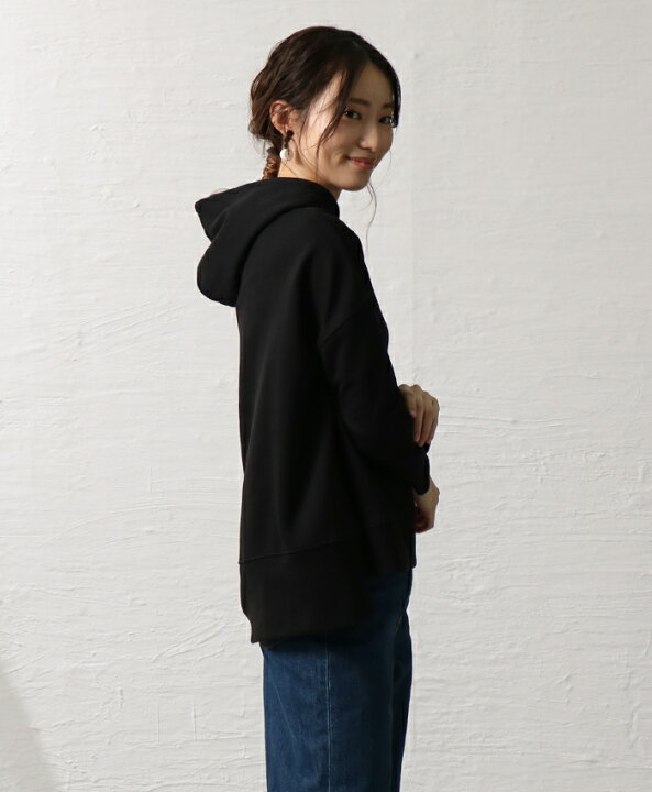 楽天市場 パーカー フード付きパーカー レディース サイドスリット 裏毛素材 ラフ カジュアル ナチュラル 大人可愛い 裏毛脇スリット入りパーカー 送料無料 Entree アントレ