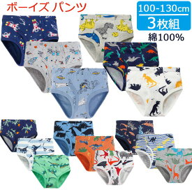 【あす楽】 ボーイズ パンツ 3枚セット 100cm 110cm 120cm 130cm 綿100％ 下着 ブリーフ 肌着 男の子 男児 子供 キッズ ジュニア お着替え おしゃれ 素敵 かわいい 上品 アンダーウェア インナー インナーウェア 恐竜 車 ロケット 上質 キャラクター