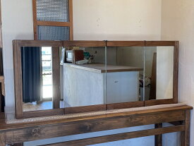 【オーダーメイド・サイズ変更可能】四面鏡　ミラーキャビネット　ヒノキ【W1300~1600　H~600　D150】