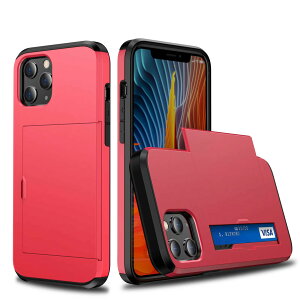 iPhone13Pro (6.1inch) �w�ʃ^�C�v �P�[�X �J�o�[ Credit card armor case �J�[�h���[ �J�[�h�z���_�[ �n�C�u���b�h ��d�\�� �ϏՌ� �ّf�ޑg�ݍ��킹 �o�C�J���[ ���b�h