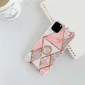 【処分特価】 iPhone 11 Pro 背面ケース ケース カバー ラグジュアリー メッキ ライン 幾何学模様 大理石 ダイヤモンド ホールドリング マーブル おしゃれ 可愛い