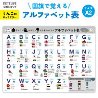 お風呂ポスター A2 (60×42cm) 【 うんこ おばけ おたまじゃくしデザイン 国旗で覚える アルファベット表…