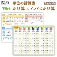 【 下敷き 2枚セット 】 単位の計算表 ＋ かけ算・インド式かけ算 A4(30×21cm) 小学生 日本製 ノートラ…