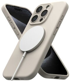 【Ringke】iPhone15 Pro ケース SILICONE MAGNETIC 落下防止 耐衝撃 軽量ケース 柔軟ケース マグネット搭載 スマホケース スマホカバー アイフォン15 プロ - Stone