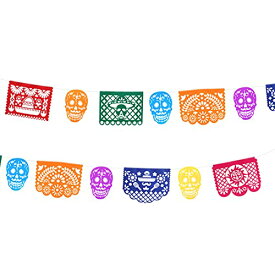 Frcolor バェルト papel Picado メキシカンパーティーバナー デッド 1本セット 花輪 ホオジロ ぶら下げ 死者の日 装飾 メキシコ フェスティバル 装飾 ハロウィン