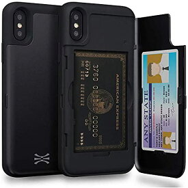 TORU CX PRO iPhone Xs ケース カード 収納背面 3枚 カード入れ カバ― ミラー付き (アイフォンXs/アイフォンX 用) - ブラック