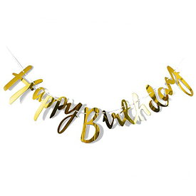 Lumierechat 誕生日 バースデー ガーランド 飾り 筆記体 スクリプト ゴールド Happy Birthday a-b1257(Happy Birthday/ゴールド)