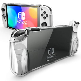 Mumba Nintendo Switch OLED 2021用ケース 有機ELモデル 保護クリアカバー TPUグリップ付き 全面保護 傷防止 指紋防止 衝撃吸収 Joy-Con コントローラー対応 [Thunderbolt シリーズ]