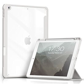 Aoub iPad 9世代 ケース 10.2 インチ iPad ケース 第9/8 /7世代 2021 2020 2019 透明バックカバー ペン収納 三つ折スタンド オートスリープ機能 軽量 薄型 傷つけ防止 PU合成レザー TPU (モデル番号A2602、A2603、A2604、A2605) グレー