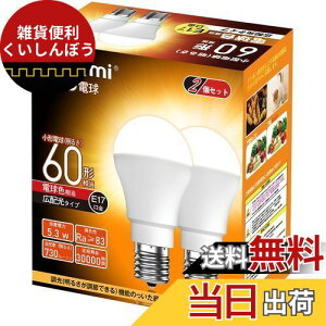 okalumi LED電球 E17口金 60W形 ミニクリプトン・ミニランプ形電球 電球色 2700k 小形電球 広配光 調光不可 断熱材施工器具/密閉器具対応 2個セット【適格請求書発行可】