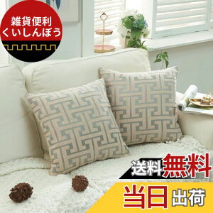 YunJeude クッションカバー 45×45cm シェニール生地 幾何学模様 モノグラム柄 おしゃれ 柔らかい北欧 可愛い ソファ背当て 装飾枕カバー ピロケース 車 椅子 インテリア飾り 2枚セット (ベージュ