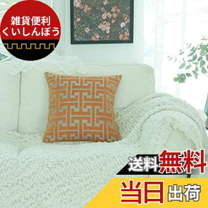 YunJeude クッションカバー シェニール生地 幾何学模様 柄 おしゃれ 柔らかい北欧 可愛い ピロケース 車 椅子 インテリア飾り 2枚セット (オレンジ, 45x45)