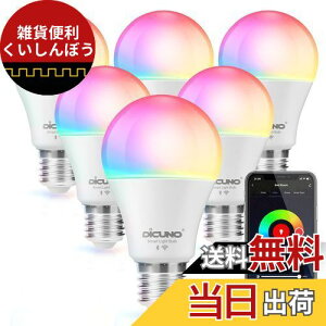 y AlexaFzDiCUNO X}[gd E26 LEDd 60W 9W 800lm F Alexa Google Ή dFEF }`J[ 1600F RGBCW Lz Wi-Fi Bluetoothڑ nusv PSEF؍ς 6