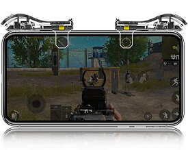 スマホゲーム用 コントローラー 射撃ボタン ゲームパッド 透明 エイムアシスト 高速射撃ボタン LRセット iPhone & Xperia Android等対応 (ブラック)