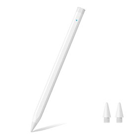 RICQD タッチペン iPad ペン iPad/iPad Air/iPad mini/iPad Pro対応 ペンシル 傾き感知/磁気吸着/誤作動防止機能対応 高感度 高精度 急速充電 USB-C充電式 ペン先2枚付き ホワイト