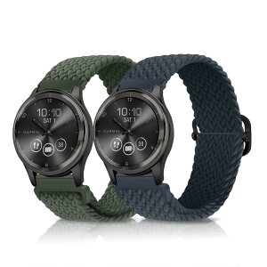 �y���������z[LanQii] 20mm �o���h Garmin Forerunner 165 /165 Music /245/645 /vivomove Trend/Vivoactive 5/3/Venu Sq 2/Sq 2 music/Sq Music/Venu 2 Plus/Sport �Ή� �i�C�����y2���Z�b�g�z�o���h �҂ݍ��� �� �F�F�l�C�r�[�u���[/
