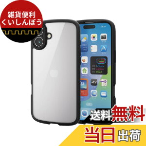 �y���������z�G���R�� iPhone 16 Plus �P�[�X �N���A �ϏՌ� �Ռ��z�� �Ɍ��݌v �n�C�u���b�h ���^ �y�� �X�g���b�v�z�[���t�� �S���G�A�[�N�b�V���� �X�g���b�v�z���_�[�V�[�g�t TOUGH SLIM LITE �F