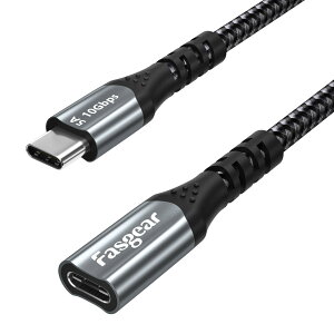 �y���������zFasgear USB C �����P�[�u�� 3�t�B�[�g 10Gbps �f�[�^���� Type C 3.2�I�X-���X �G�N�X�e���_�[ �ґg 100W �����[�d�R�[�h PSVR2/MacBook Pro/iPad Air4/Switch�z�X�g/PS5�R���g���[���[�Ή� - �u���b